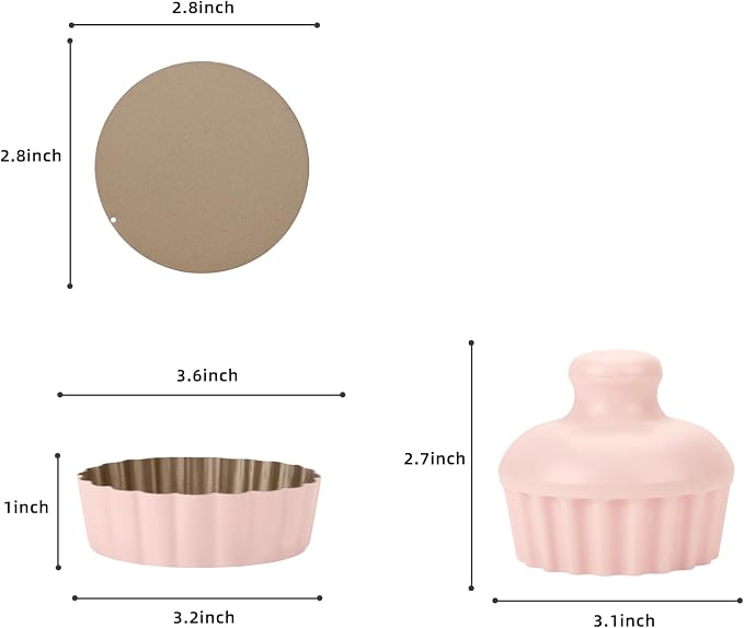 1 Inch Deep Mini Tart Pan Set, 6PCS 3.6 Inch Tart Pans with Removable Bottom and Tart Tamper, Nonstick & Durable Bakeware, Ideal for Mini Pies, Tarts, Quiches, Cheesecakes, (Pink)