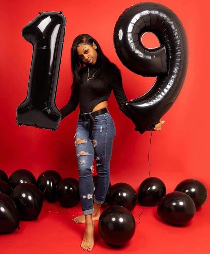 40 Inch Black Numbers 9 Balloon, Balloons Decorations for 9 19 90 Birthday Party, Engagement, Wedding, Graduations, Photo Shoot Supplies
