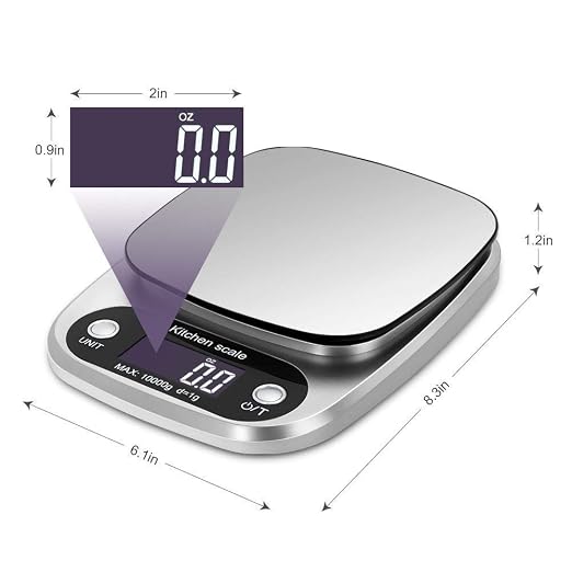 Digital Kitchen Scale for Cooking & Baking, Compact Food Scale with Digital Display, Unit Conversion, Tare Function, Lightweight Design for Home Cooks, Diet Trackers, Meal Prep