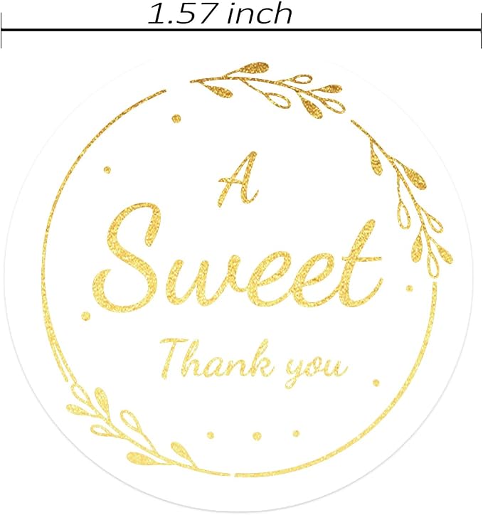 120xA Sweet Thank You Stickers, Gold Round Labels,Gold Foil,Wedding Bag,Sweet Desserts Favors,Birthday Happy Anniversary,Cookie Bakery Stickers,Small Envelope,Self-Adhesive Thank You Labels