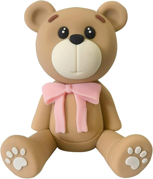 3D Bear Cake Toppers Bear Cake Decorations for Boy Girl Baby Shower Birthday Party Supplies (pink)