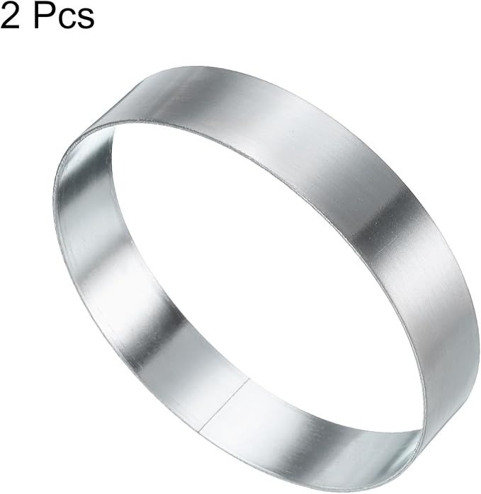 HARFINGTON 2Pcs Round Cake Ring 3.54 x 1 Inch Seamless Stainless Steel Pastry Mousse Dessert Ring Mirror Coating for Baking Cooking English Muffins Crumpet Making Tool
