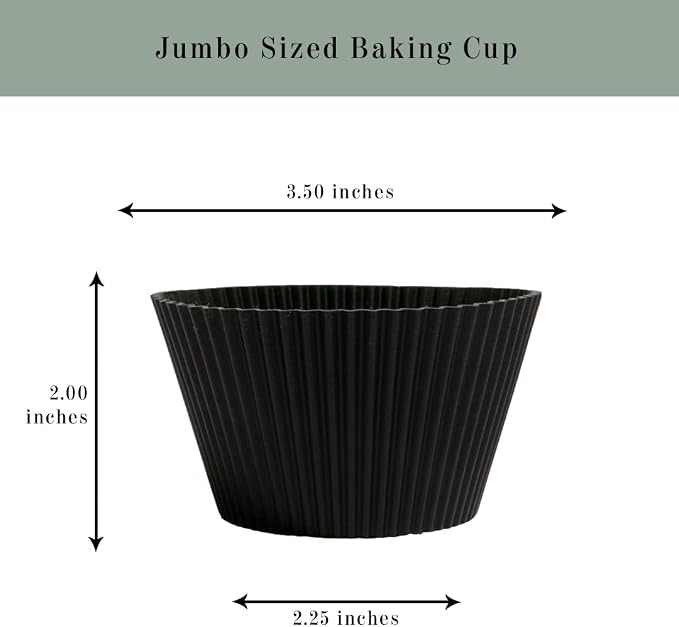 The Silicone Kitchen Reusable Silicone Baking Cup, Non-Toxic, BPA Free, Dishwasher Safe Jumbo, Pack of 12, Matte Black