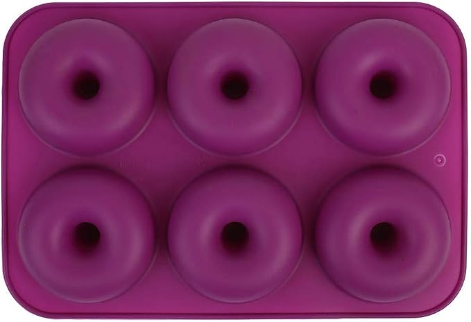Haofy Silicone Donut Mold, NonStick Baking Tray for Bagels and Muffins, 6 Cavity Heat Tolerant Doughnut Mold for Home Bakers (Purple)