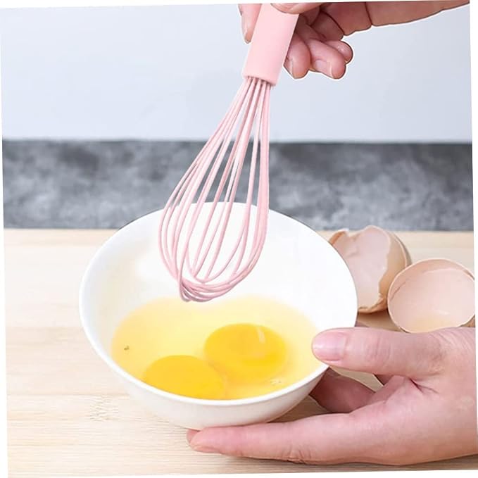 Silicone Whisk for Cooking and Baking, 10in Pink pink color