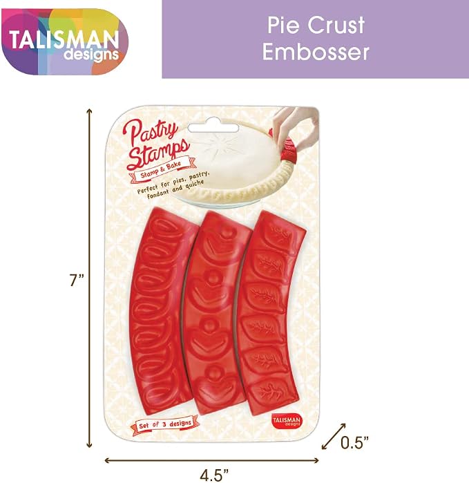 Talisman Designs Pastry Stamps | Set of 3 | Pie Crust Embosser | Pie Decorating Tools & Gadgets | Pie Baking Crust Cutters | Cute & Functional Kitchen Supplies