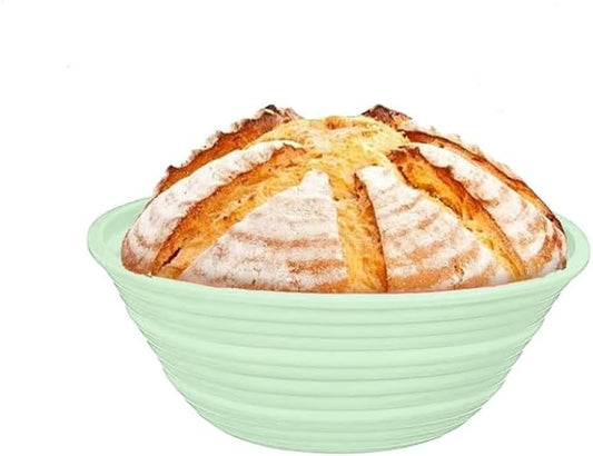 Banneton Bread Proofing Baskets,Silicone Sourdough Bread Baking Supplies, Bread Proofing Baskets for Sourdough, 9" Round Collapsible Sourdough Baking Basket (Green)