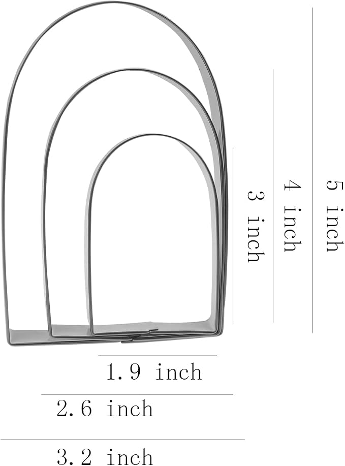 Arch Cookie Cutter Set - 5”,4”,3” - 3 Piece - Stainless Steel