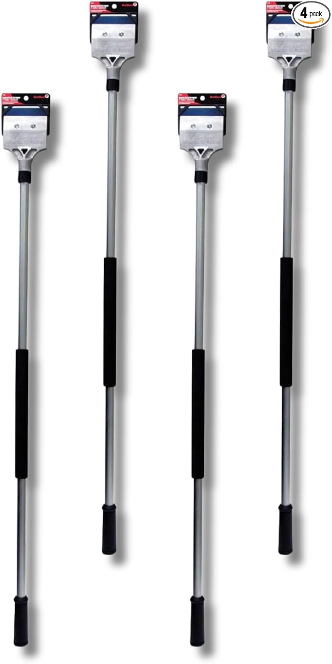 Red Devil 2108 Long Handle Heavy Duty Floor Scraper with 4-Inch Double Edge Steel Blade, Cushioned Grip Handle for Tile, Linoleum, and Carpet Removal, Pack of 4