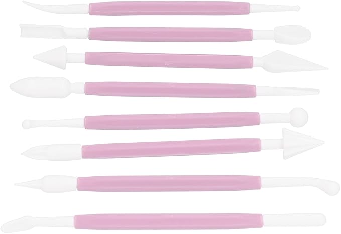 Cake Decorating Tools, 8PCS Fondant Modeling Set Decorating Hand Sculpting Tools Kit for Bakery (Pink)