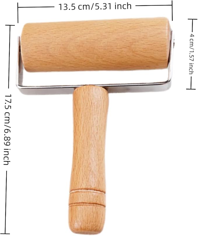 Stainless Steel & Beechwood Rolling Pin with Adjustable Thickness - Ergonomic Dumpling/Pasta Maker、Pizza, Kitchen Tool for Home Chefs, Dishwasher Safe & Rustproof Design (T)