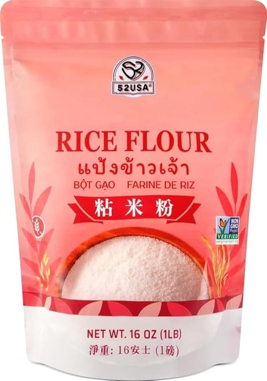 52USA Thai Rice Flour 1 Pound, 16 Ounce (Pack of 1), Rice Flour for Baking or Cooking, Product of THAILAND, All Natural White Rice Flour 1 Pound