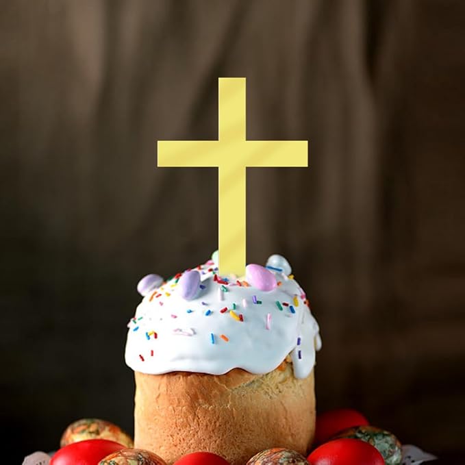 12 Pieces Acrylic gold Cross Cake Topper,Baptism,First Communion,Baby shower cake topper,Religious cake decorations