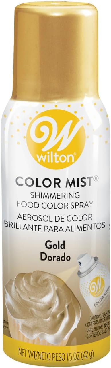 Wilton Color Mist, Shimmering Food Color Spray, for Decorating Cakes, Cookies, Cupcakes or any Food for a Dazzling Effect, Gold, 1.5 Oz