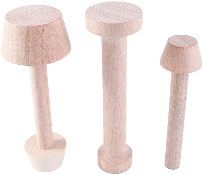 Pokinge 3PCS Wooden Egg Tart Tampers Dough Press Eggtart Mould, Double Sided Egg Tart Pusher Shaping Baking Portable Eggtart Mould DIY Baking Gadgets