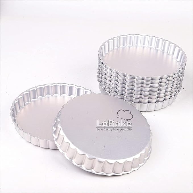 LoBake 10pcs per lot Various Design Fluted Edge Wavy Flower Cup Boat Round Shape Aluminium Tart Mould Jelly Pudding Cup Cupcake Mold Baking (C19)
