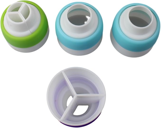 FDXGYH 4 Pcs Single Hole/Three Holes Russian Nozzle Converter 3 Color Piping Tip Converter Plastic Icing Nozzles for Cream Coupler Cake Decor