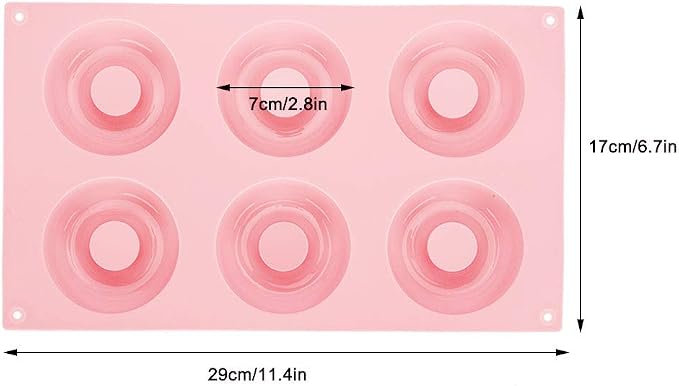 Silicone Mini Donut Pan, 6 Cavity Silicone Donut Baking Pan Tray, Nonstick Cake Biscuits tray Making Tool, Doughnut Baking tray TrayKitchen Accessories (Roseate)
