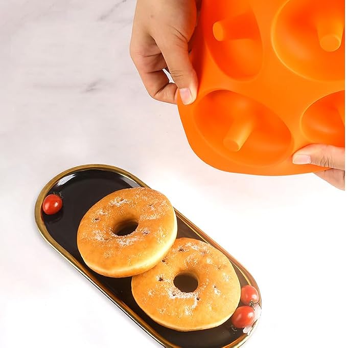 2 Pack Donut Pan Silicone Baking Mold 6-Cavity Donut Mold with Nonstick Coating Soft and Reusable Donut Mould for Cake Bread Chocolate etc（Blue/Green）
