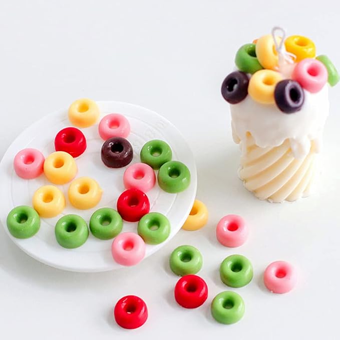 JOERSH Round Gummy Donut Molds Mini Size Silicone Candy Molds for Hard Candy, Gummy, Caramels, Chocolate, Fondant, Fruit Loop, Cereal, 192 Cavity