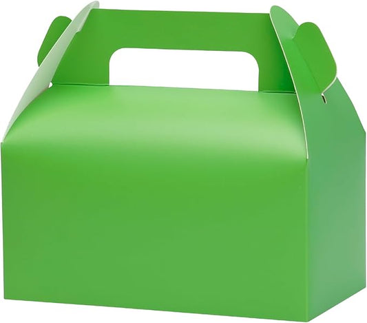 UnicoPak 30 Pack Green Party Favor Bag Boxes, Gable Gift Boxes for Candies Treats Goodies Cookies, Ideal for Green Party Favors, Themed Birthday Party, Valentine's Day, 6.5x3.5x3.5 Inches