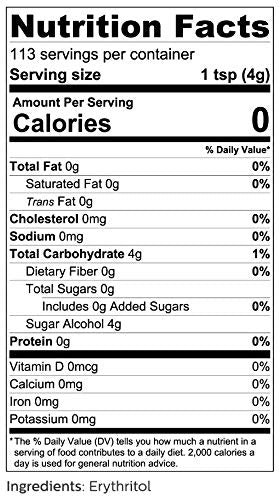 So Nourished Erythritol Sweetener Granular - Keto Sugar Substitute - 0 Calorie, 0 Net Carb, Non-GMO (1 lb / 16 oz)