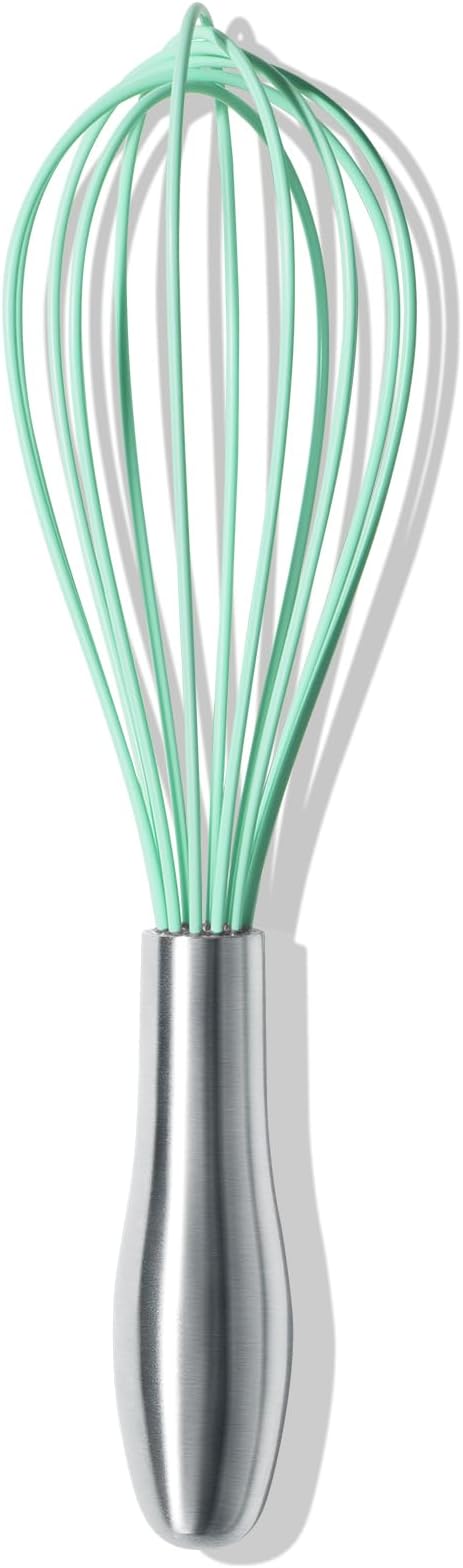 OYV 10-Inch Teal Silicone Whisk, Heat Resistant 480°F Kitchen Whisk with Stainless Steel Ergonomic Handle, Non-Scratch for Nonstick Cookware, Dishwasher Safe, Perfect for Blending, Cooking & Beating