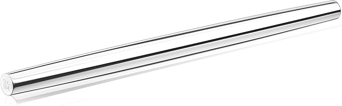 Rolling pin, Smooth Stainless Steel Rolling Pin, Tapered Design Bread Roller Pin，Rolling Pin for Baking Fondant, Pizza, Pie, Pastry, Pasta, Dough, Cookies, 16.7-inch Large Roller Pin