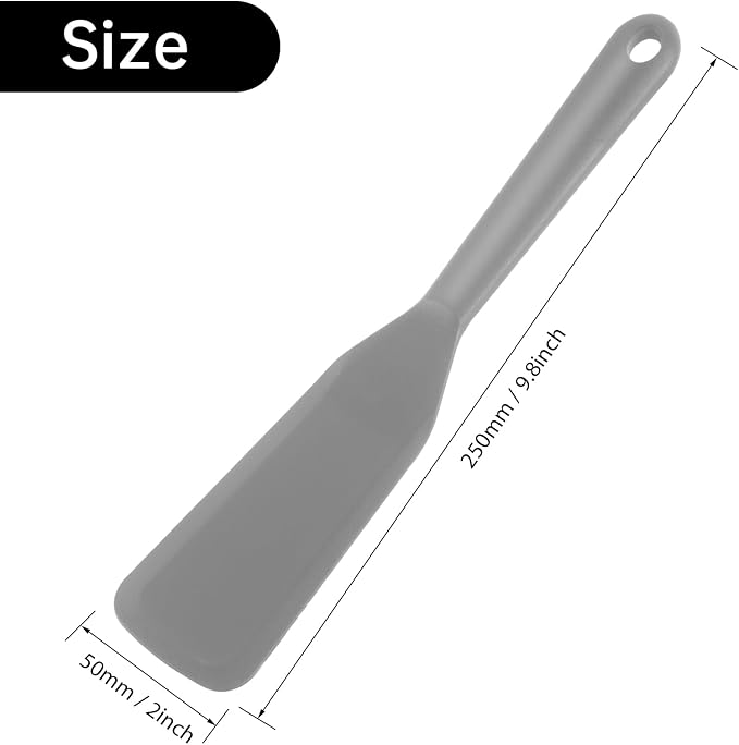 2 Pack Silicone Thin Omelet Turner, Heat Resistant Long Crepe Spatulas for Nonstick Cookware, Pancake Spatula for Egg Cake Pizza Steak Omelet Crepes (Grey)