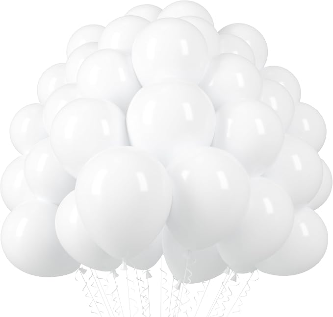 Voircoloria 110pcs White Balloons 12inch Matte White Latex Party Balloons for Wedding, Birthday, Graduation, Bridal Shower, Baby Shower, Bachelorette and Engagement Decorations