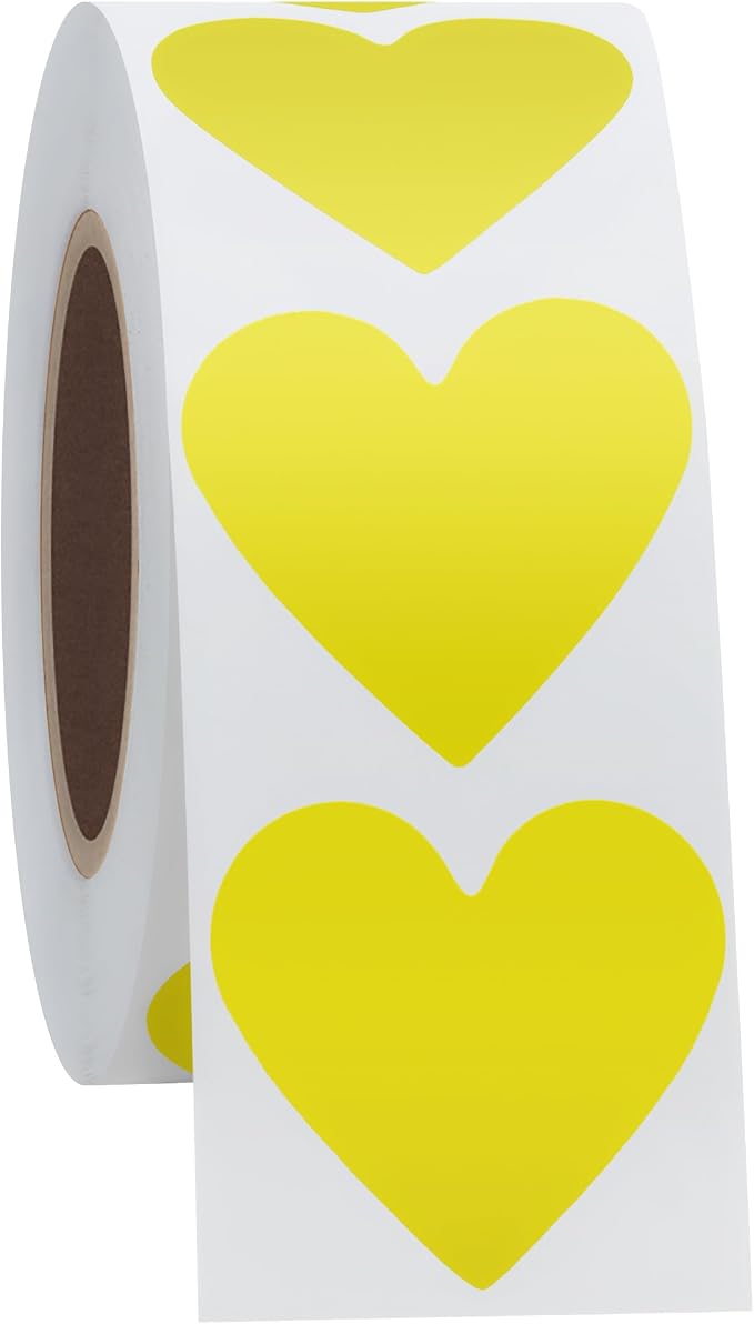 Hybsk 1000pcs Yellow Heart Stickers 30mm Love Stickers for Envelope Seals Crafting Scrapbooking (Yellow)