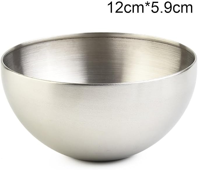 Stainless Steel Mixing Bowl, Meal Prep Stainless Steel Mixing Bowls, 12-20cm Metal Ouble Walled Bowls For Mixing Kitchen Food Storage Organizers(12cm Silver)