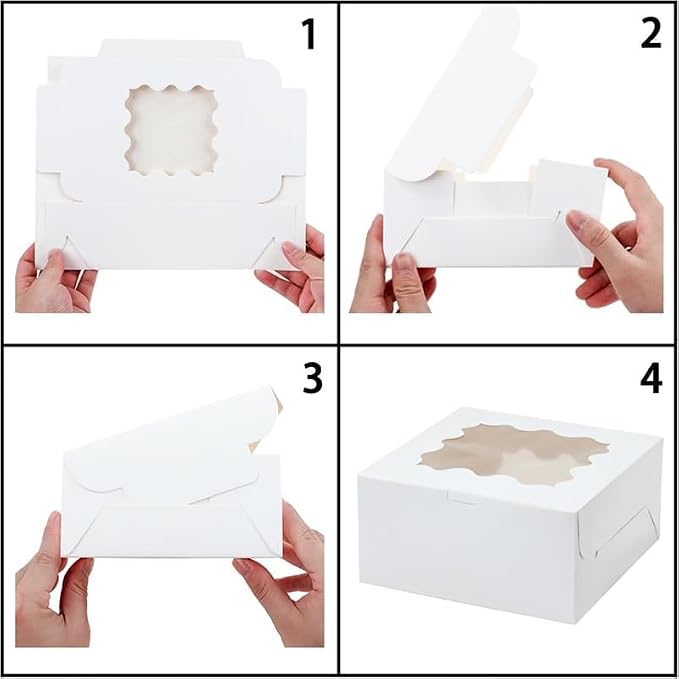 JIYIXhylera 48pcs 6x6x3 Inches Small Bakery Boxes with Window, Small Cake Boxes, Treat Boxes, Pastry Boxes, Dessert Boxes, Cookie Boxes, Mini Pie Boxes for Pastries, Pie, Chocolates, Cupcakes (Brown)