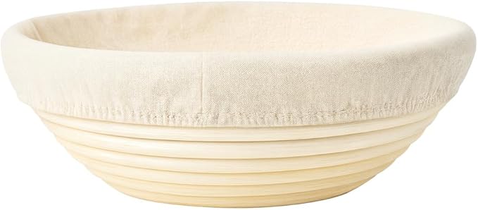 Saint Germain Bakery Premium Round Bread Banneton Basket with Liner - Perfect Brotform Proofing Basket for Making Beautiful Bread (9 inch)