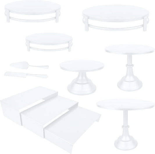 MACIFECI White Cake Stand Set, White Dessert Table Display Set for Wedding, Birthday Party Decor, Baby Shower, Celebration