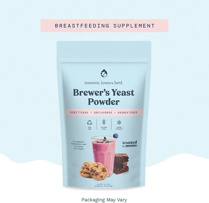 Mommy Knows Best Brewer's Yeast Powder for Lactation Support for Breastfeeding | Mild-Tasting, Debittered, Delicious in Lactation Cookies, Smoothies, Lactation Recipes, Gluten-Free, 10 oz