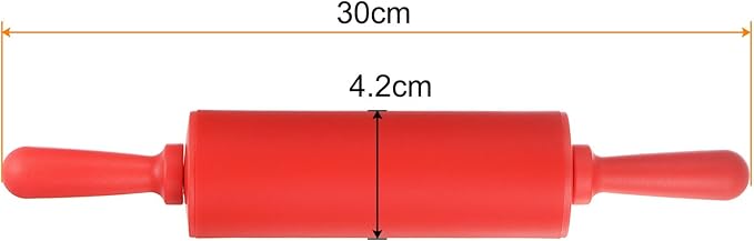 HARFINGTON Silicone Rolling Pins for Baking 12 Inch Non Stick Rolling Pin Small Roller Playdough Rolling Pins for Dough Pizza Pastry Fondant Kitchen, Red