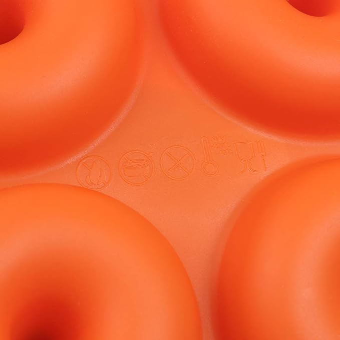 6-Cavity Silicone Donut Mold, Silicone Bagel Mold, Non-Stick Donut Mold, Food Grade Silicone, BPA Free, 3 Pcs