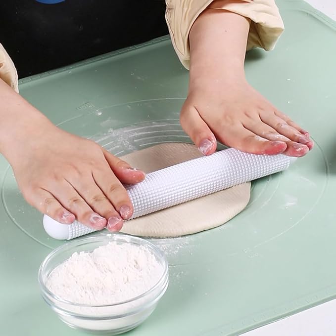 Growtail Rolling Pin Fondant Cake Dough Roller Plastic Non-stick Kitchen Rolling Pin for Cake Bread Set of 2