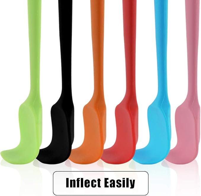 MOACC Silicone Spatulas, 8.2 inch Small Rubber Spoon Spatula Heat Resistant Seamless One Piece Design Non-Stick Spoonula Flexible Scrapers Baking Mixing Tool (6 Pcs)