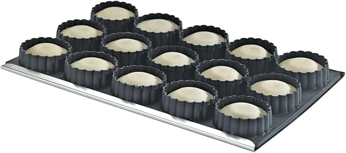 Mallard Ferriere 15-Fluted-Cavity Tartlet Cutter and Baking Pan with 15 Round Cavities 45 Millimeters Diameter x 8 Millimeters High