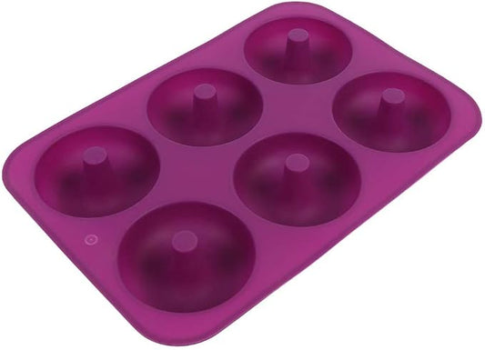 Haofy Silicone Donut Mold, NonStick Baking Tray for Bagels and Muffins, 6 Cavity Heat Tolerant Doughnut Mold for Home Bakers (Purple)