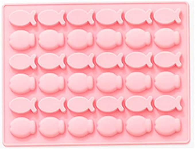 Cartoon Animals Silicone Molds for Chocolate, Heart Shape Non-Stick Silicone Gummy Candy Molds Bee Ice Cube Tray Gelatin Biscuit Cookie Baking Mold (Pink,Fish Theme)