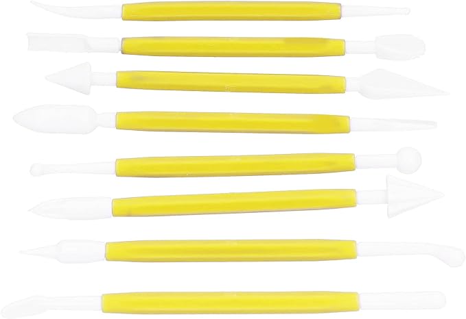 Cake Decorating Tools, 8PCS Fondant Modeling Set Decorating Hand Sculpting Tools Kit for Bakery (Yellow)