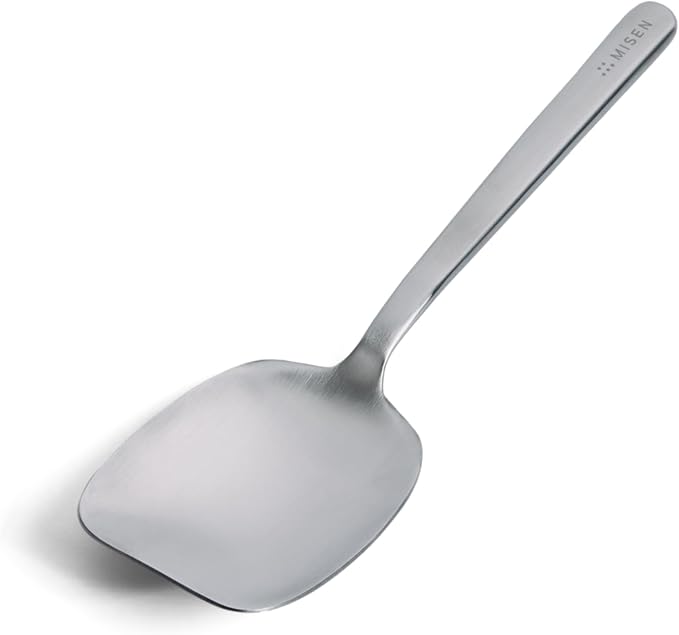 Misen Scraper Chef Spoon – Stainless Steel Cooking Spoon and Spatula Hybrid for Flipping Burgers Tossing Vegetables Scraping Pots Serving Casseroles and Everyday Kitchen Prep