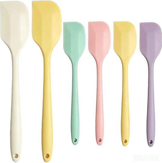 6 Pack Silicone Spatulas 10.9 in Large & 8.2 in Small, Nonstick Heat Resistant Mixing Tools for Baking Cookware