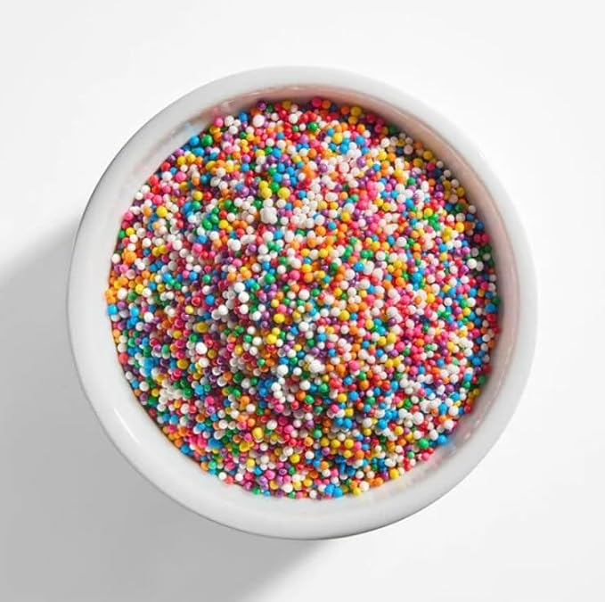 Lucky Scoops Rainbow Nonpareils Packets – 30 Individually Wrapped 7 g Packs in Resealable Pouch – Dairy-Free, Gluten-Free, Vegetarian, Soy & Nut-Free Candy Sprinkles for Dot Cakes, Baking, Ice Cream & Parties
