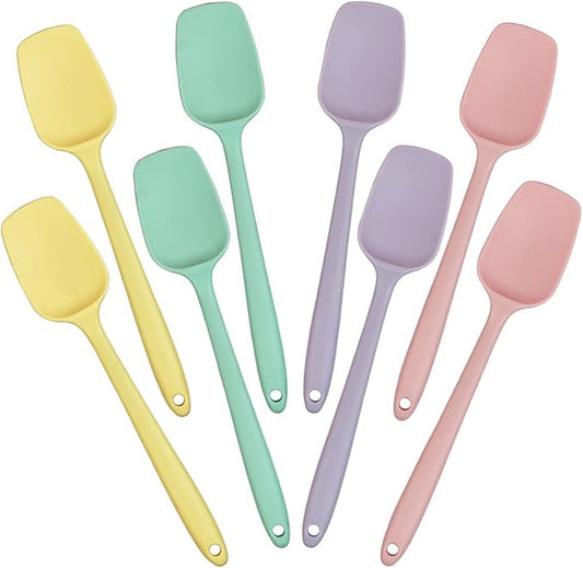 8 PCS,8.2Inch Silicone Spatulas Rubber Spatula Small Spatula Baking Mini Spatula Mixing Tool for Nonstick Cookware (8Pcs 4 Colors)