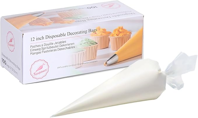 Keenpioneer Piping Bag - Disposable Cake Decorating Bag 100 Count, 12 inch, Clear