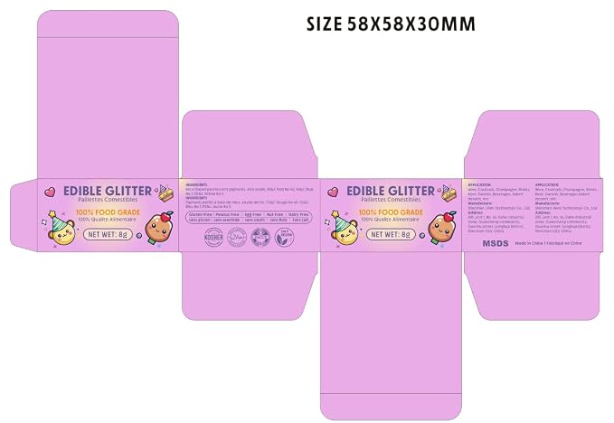 Nomeca Edible Glitter for Drinks Cakes, 8 grams Food Grade Luster Dust Sprinkles Glitter for Cake Decorations, DIY Cocktails, Beverages & Cake Decorating, Dessert Cake Topper (10-Lavender)